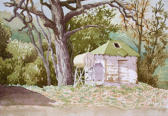 Shed at Gertrude Schoolhouse Watercolor
