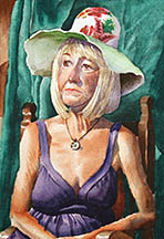 Woman in Violet with Hat Image