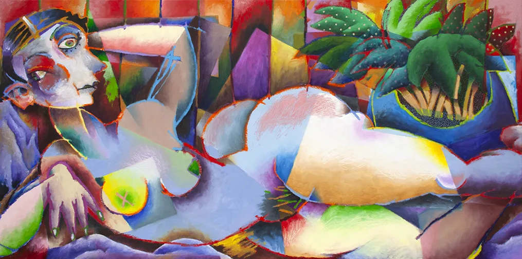 Nude with Potted Plant painting