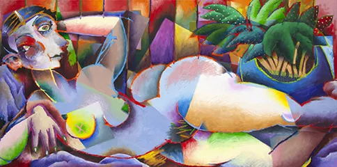 Nude with Potted Plant painting